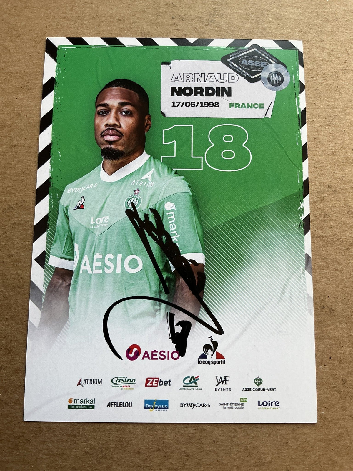 Arnaud Nordin, France 🇫🇷 AS Saint-Étienne 2020/21 hand signed - Autographs-World