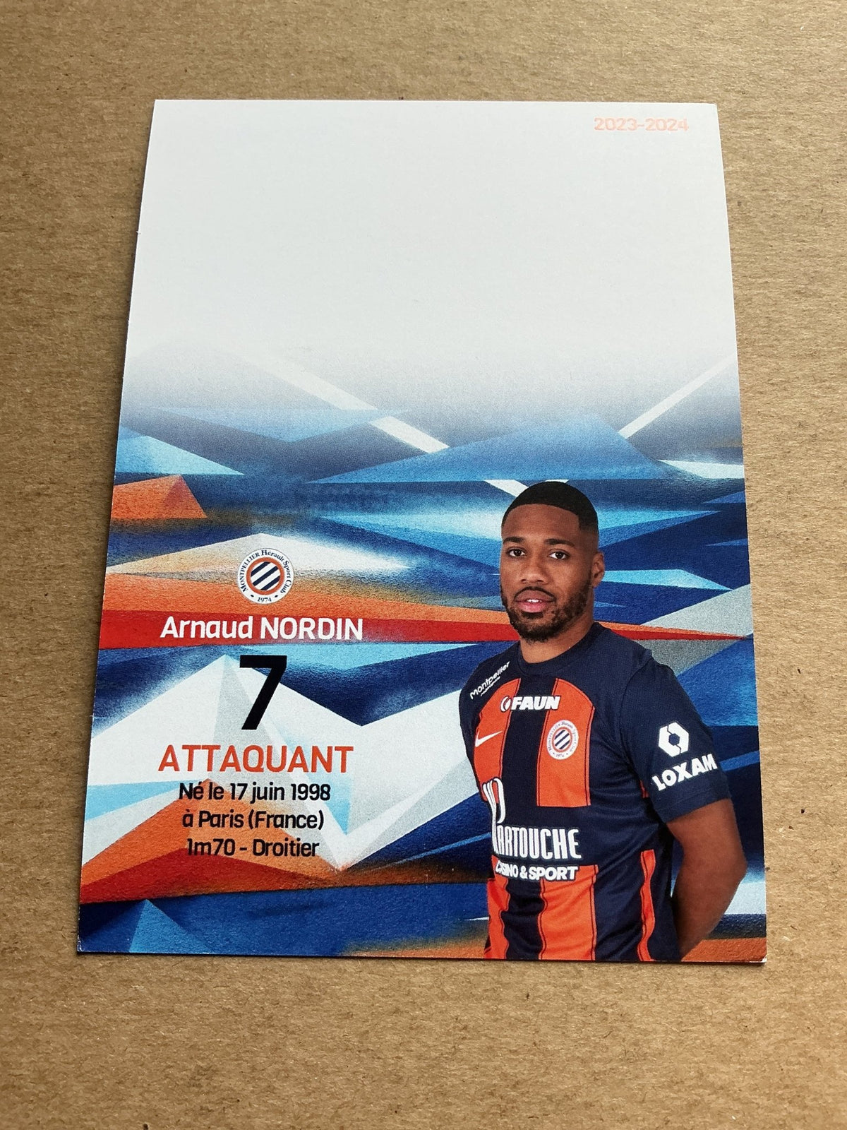 Arnaud Nordin, France 🇫🇷 Montpellier HSC 2023/24 hand signed - Autographs-World