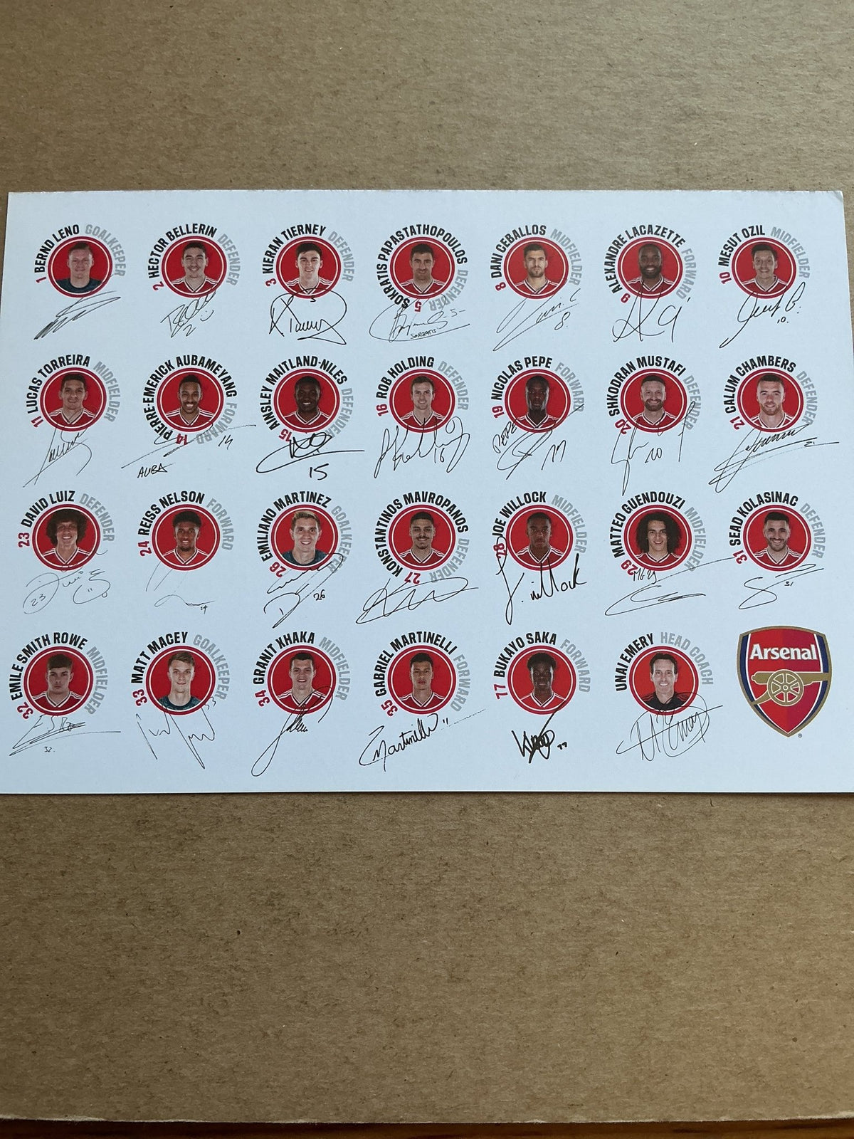 Arsenal FC, England 🏴󠁧󠁢󠁥󠁮󠁧󠁿 Team Photo 2019/20 unsigned - Autographs-World