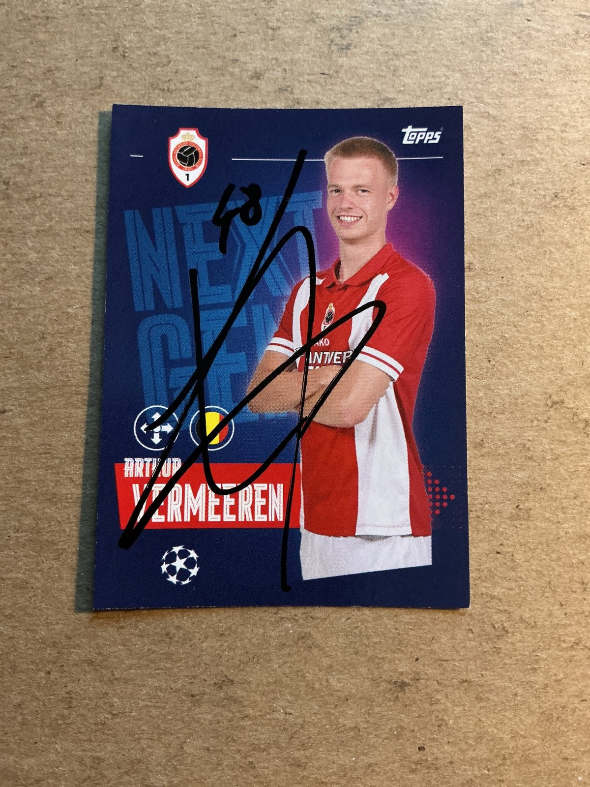 Arthur Vermeeren, Belgium 🇧🇪 Royal Antwerp FC 2023/24 Topps hand signed - Autographs-World