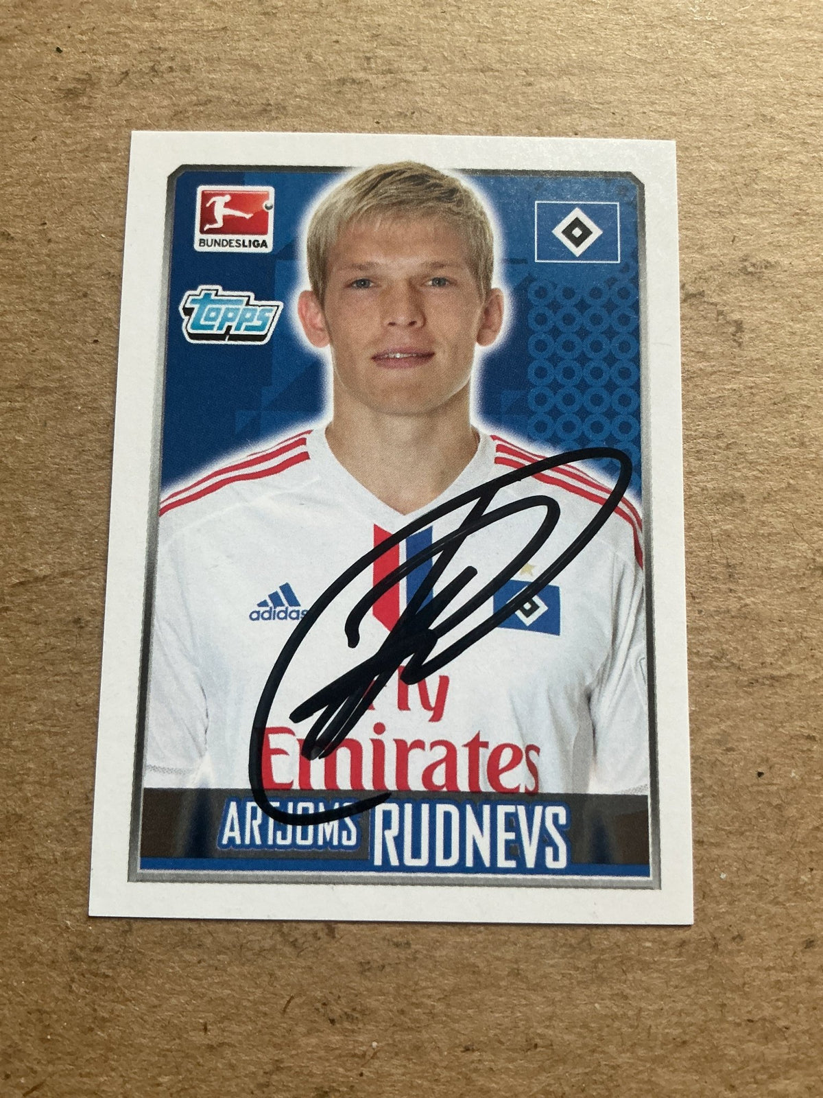 Artjoms Rudnevs, Latvia 🇱🇻 Hamburger SV 2014/15 Topps hand signed - Autographs-World