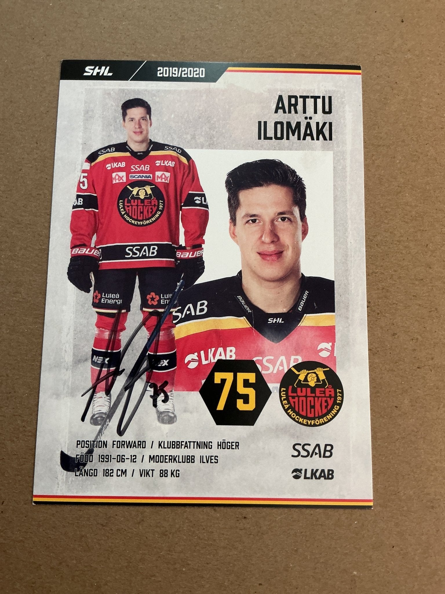 Arttu Ilomäki, Finland 🇫🇮 Luleå Hockey 2019/20 hand signed - Autographs-World