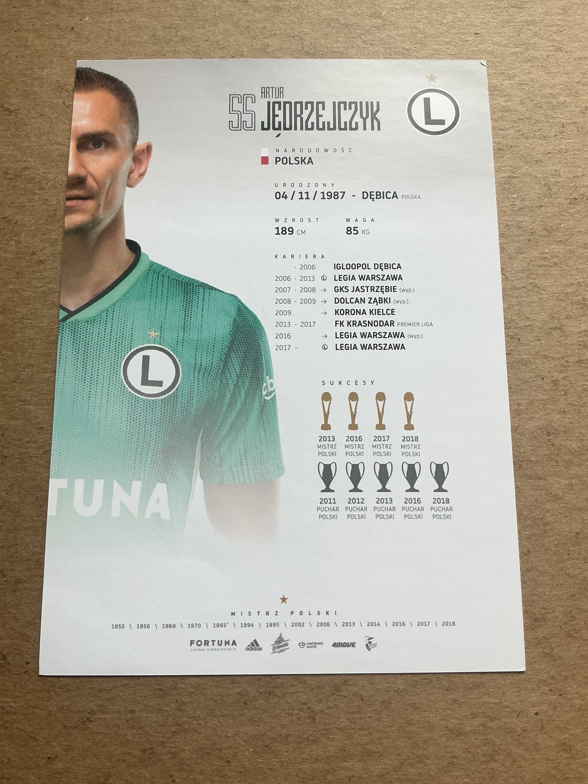 Artur Jędrzejczyk, Poland 🇵🇱 Legia Warsaw 2020/21 hand signed - Autographs-World