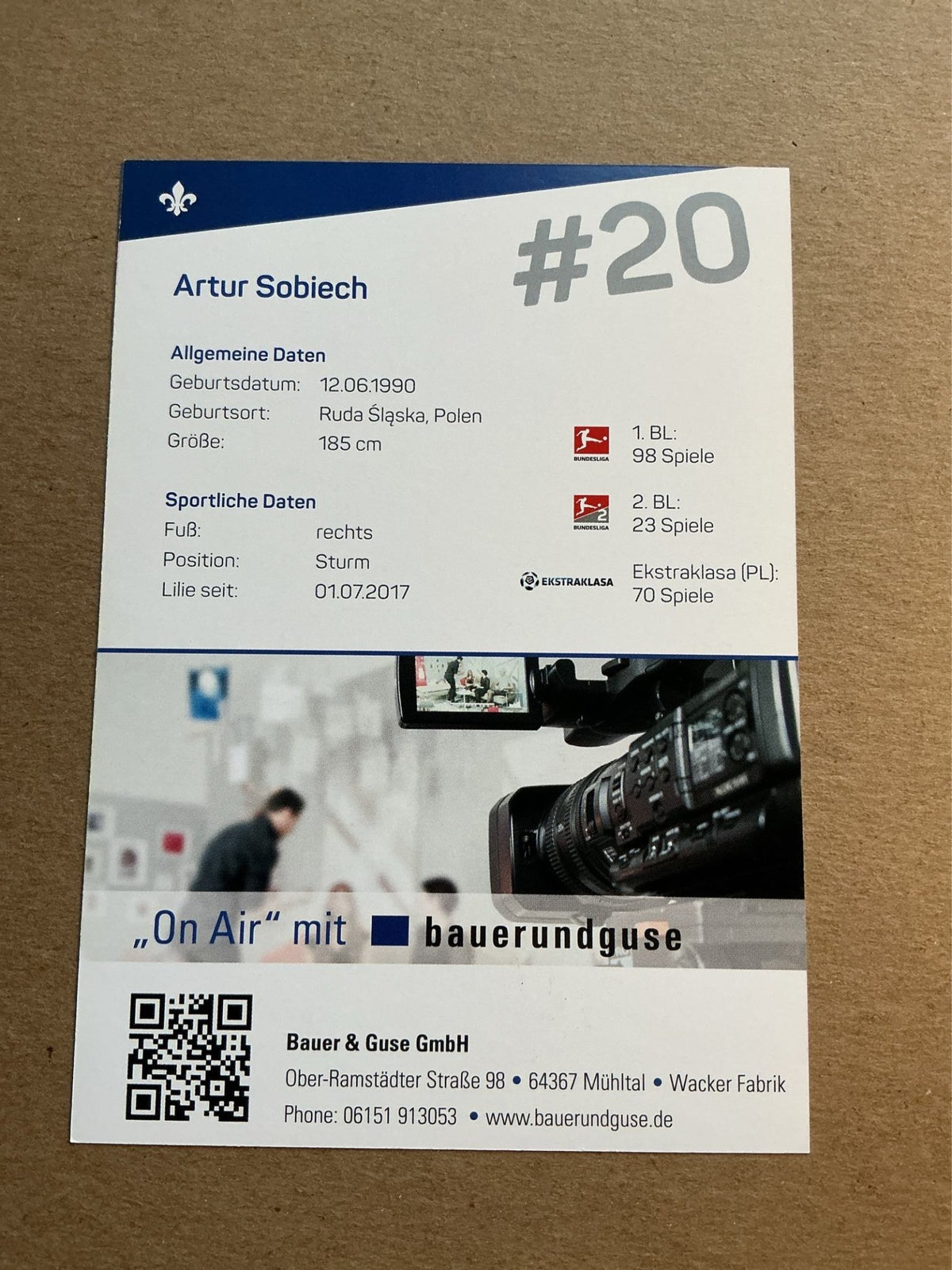 Artur Sobiech, Poland 🇵🇱 SV Darmstadt 98 2017/18 hand signed - Autographs-World