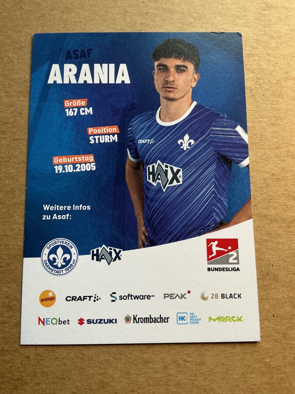 Asaf Arania, Israel 🇮🇱 SV Darmstadt 98 2023/24 hand signed - Autographs-World