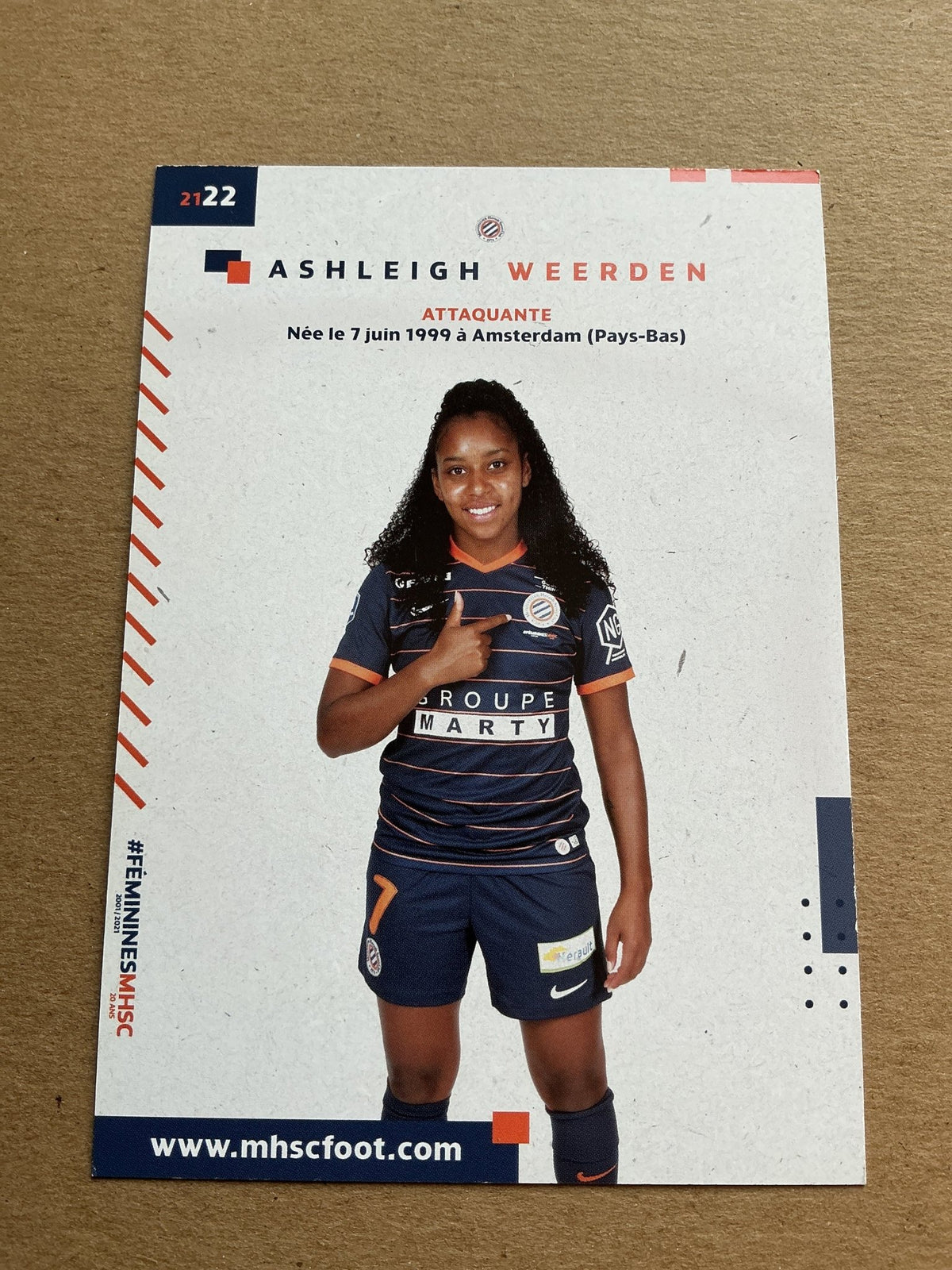 Ashleigh Weerden, Netherlands 🇳🇱 Montpellier HSC 2021/22 hand signed - Autographs-World