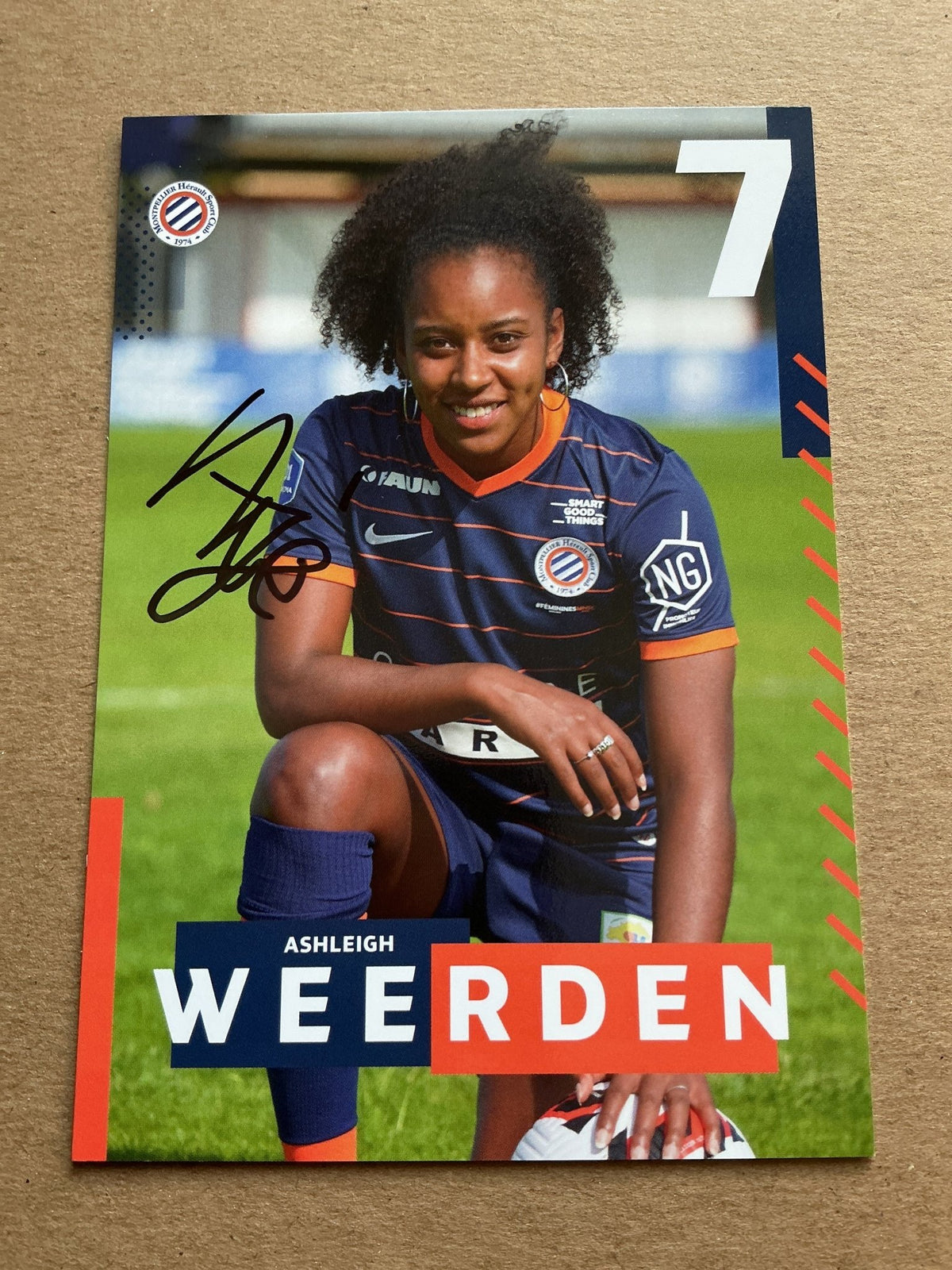 Ashleigh Weerden, Netherlands 🇳🇱 Montpellier HSC 2021/22 hand signed - Autographs-World