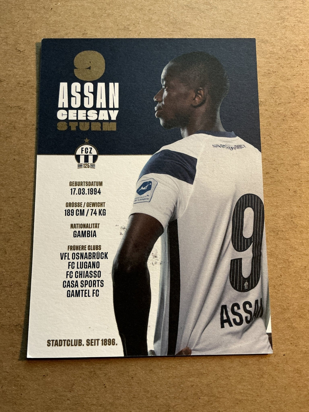 Assan Cessay, Gambia 🇬🇲 FC Zürich 2021/22 hand signed - Autographs-World