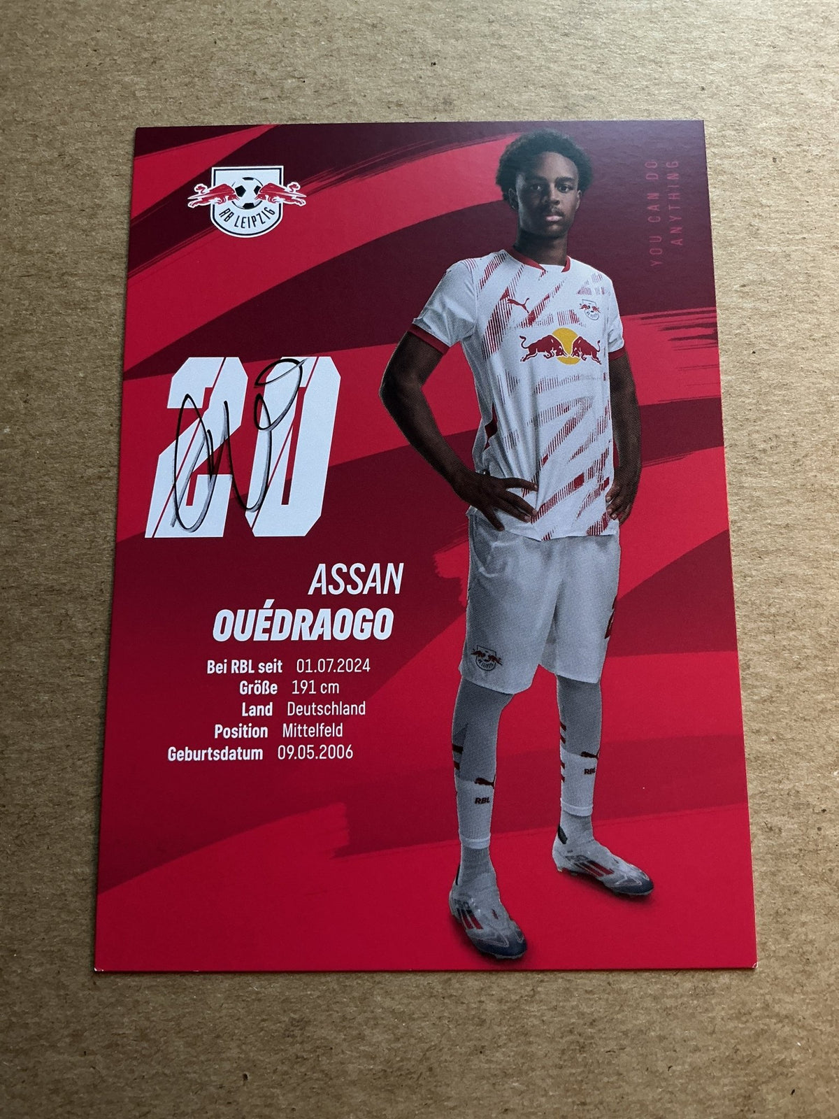 Assan Ouedraogo, Germany 🇩🇪 RB Leipzig 2024/25 hand signed - Autographs-World