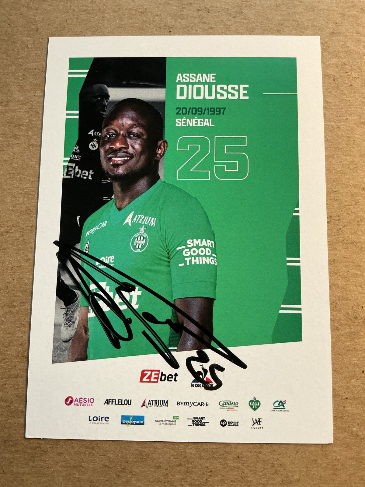Assane Diousss, Senegal 🇸🇳 AS Saint-Étienne 2021/22 hand signed - Autographs-World