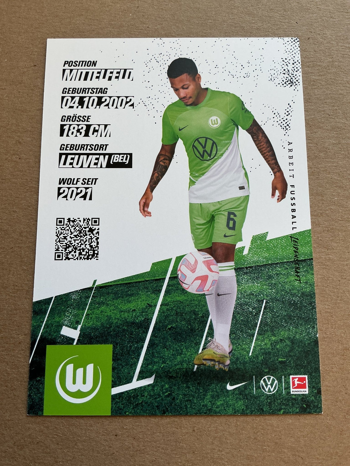 Aster Vranckx, Belgium 🇧🇪 VfL Wolfsburg 2023/24 hand signed - Autographs-World