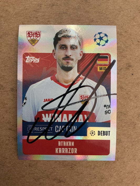 Atakan Karazor, Germany 🇩🇪 VfB Stuttgart 2024/25 Topps hand signed - Autographs-World