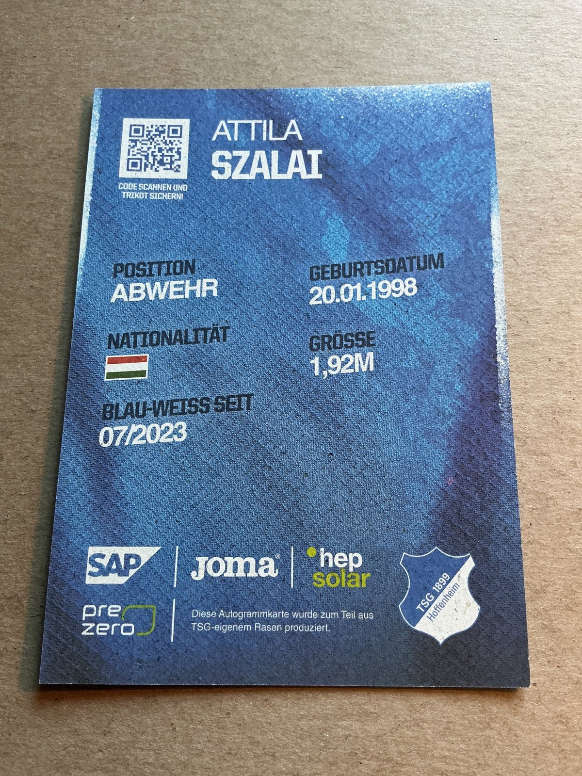 Attila Szalai, Hungary 🇭🇺 TSG 1899 Hoffenheim 2024/25 hand signed - Autographs-World