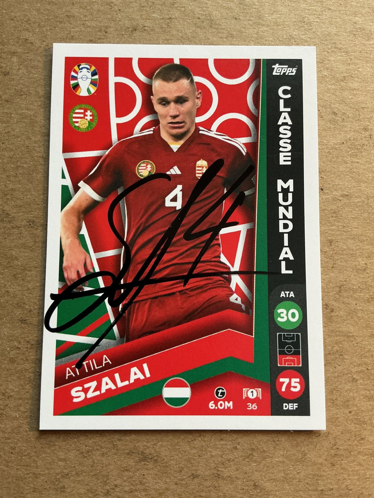 Attila Szalai, Hungary 🇭🇺 UEFA Euro 2024 hand signed - Autographs-World