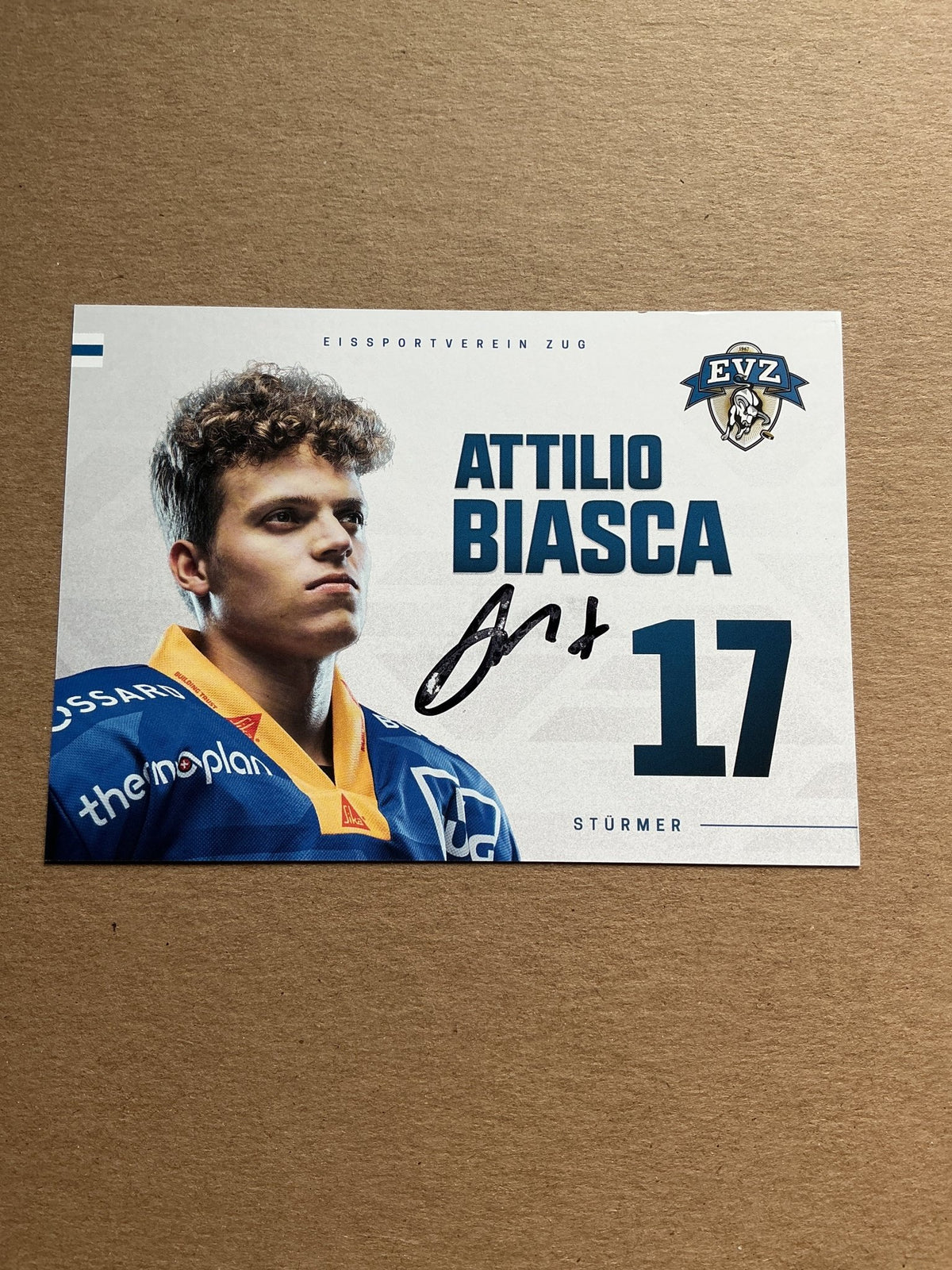 Attilio Biasca, Switzerland 🇨🇭 EV Zug 2024/25 hand signed - Autographs-World