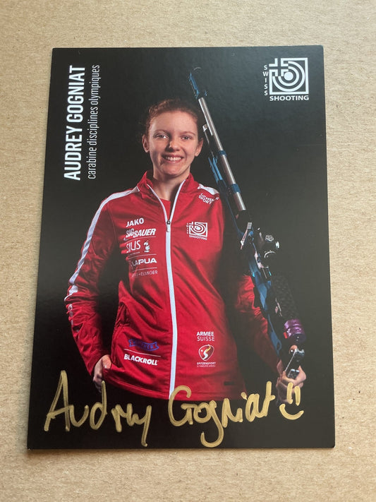 Audrey Gogniat, Switzerland 🇨🇭Shooting Summer Olympics 2024 hand signed - Autographs-World