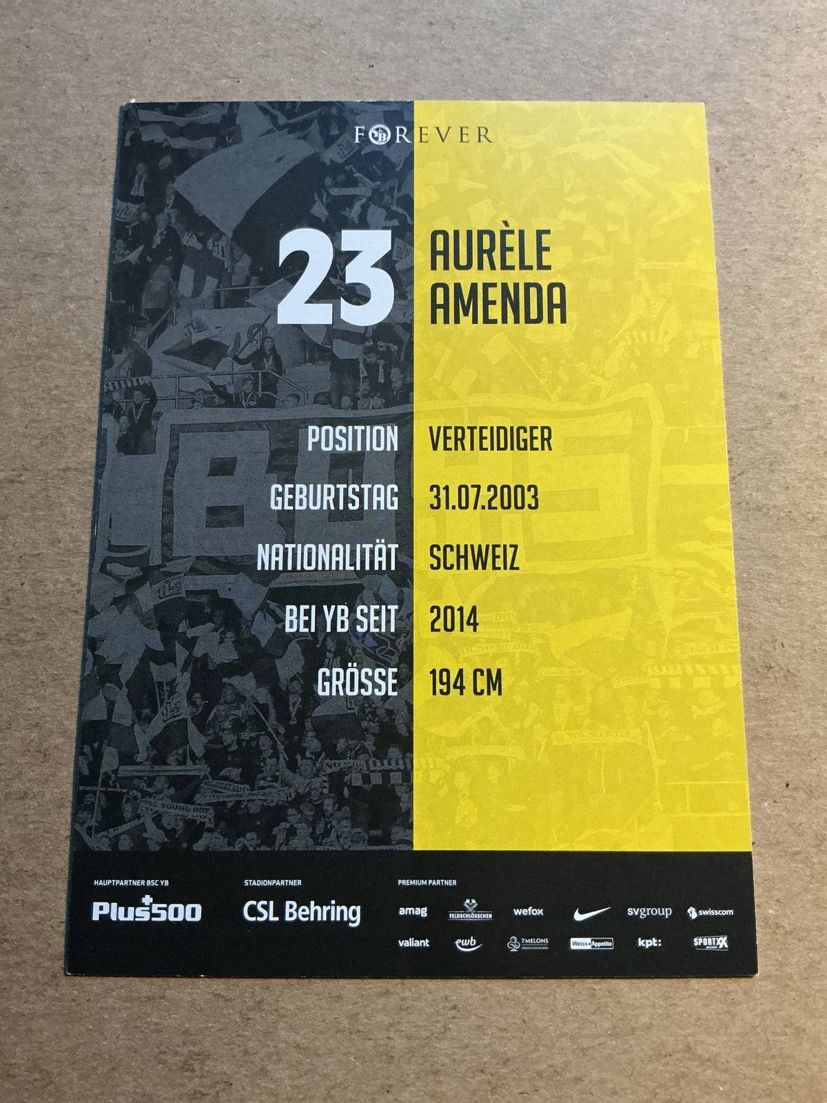 Aurèle Amenda, Switzerland 🇨🇭 BSC Young Boys 2021/22 hand signed - Autographs-World