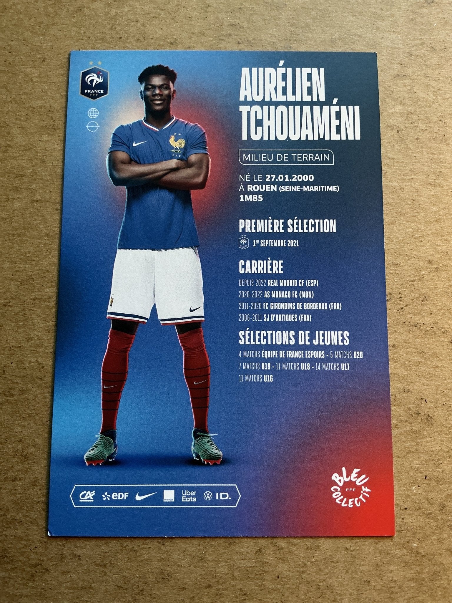 Aurélien Tchouaméni, France 🇫🇷 UEFA Euro Cup 2024 hand signed - Autographs-World