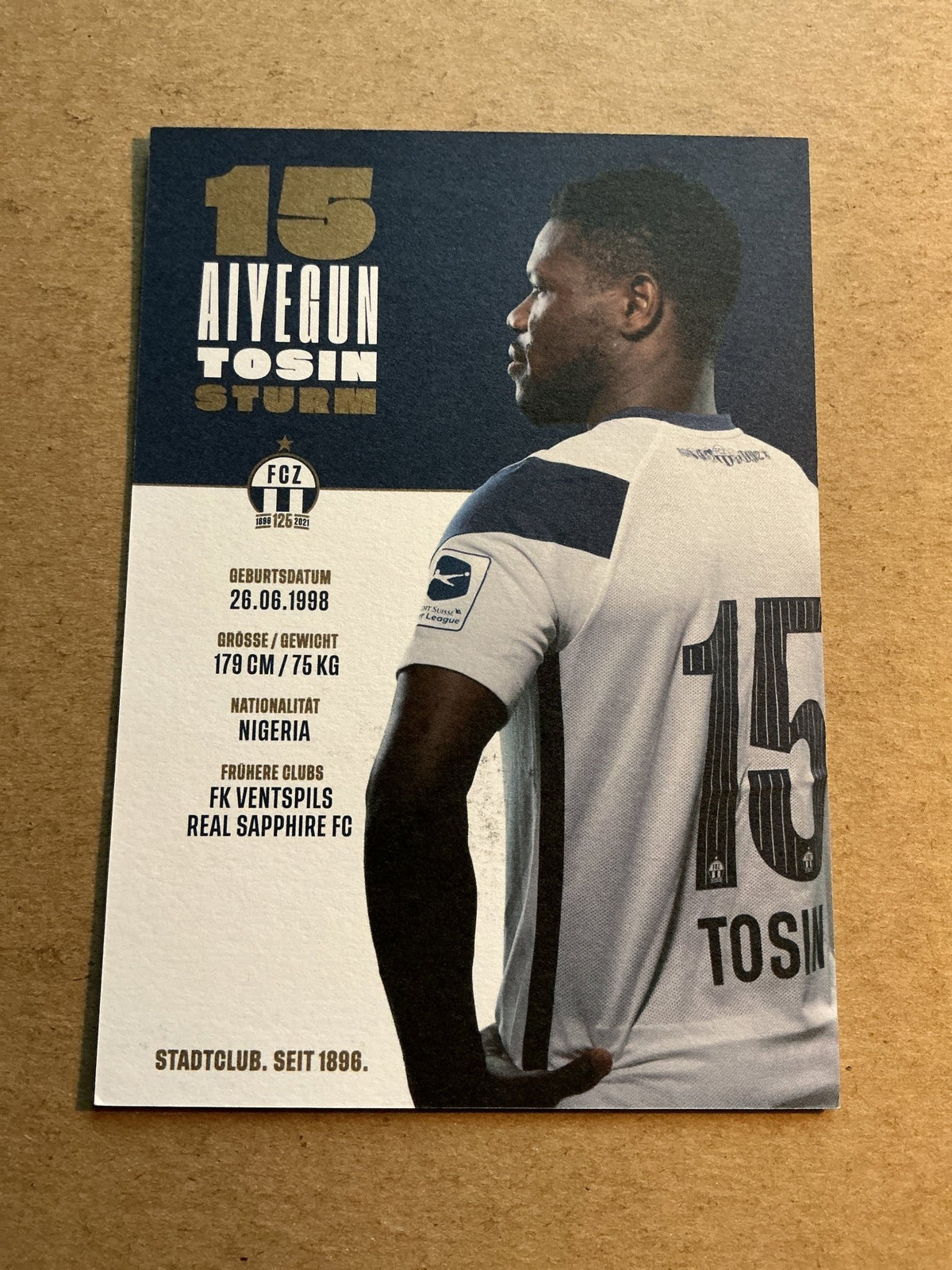 Auyegun Tosin, Nigeria 🇳🇬 FC Zürich 2021/22 hand signed - Autographs-World