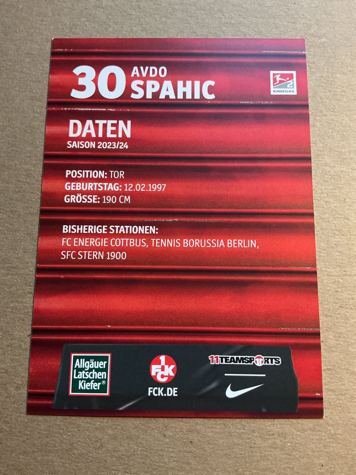 Avdo Spahic, Bosnia 🇧🇦 1.FC Kaiserslautern 2023/24 hand signed - Autographs-World
