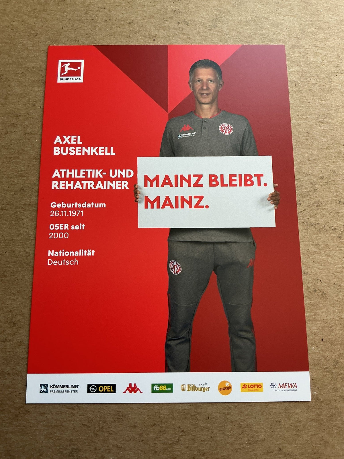 Axel Busenkell, Germany 🇩🇪 FSV Mainz 05 2020/21 hand signed - Autographs-World