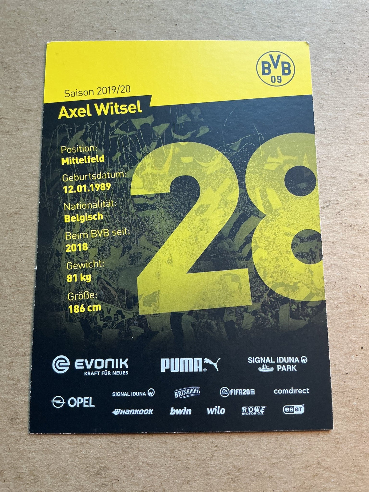 Axel Witsel, Belgium 🇧🇪 Borussia Dortmund 2019/20 hand signed - Autographs-World