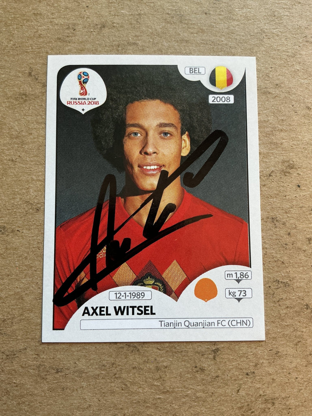 Axel Witsel, Belgium 🇧🇪 FIFA World Cup 2018 Panini hand signed - Autographs-World