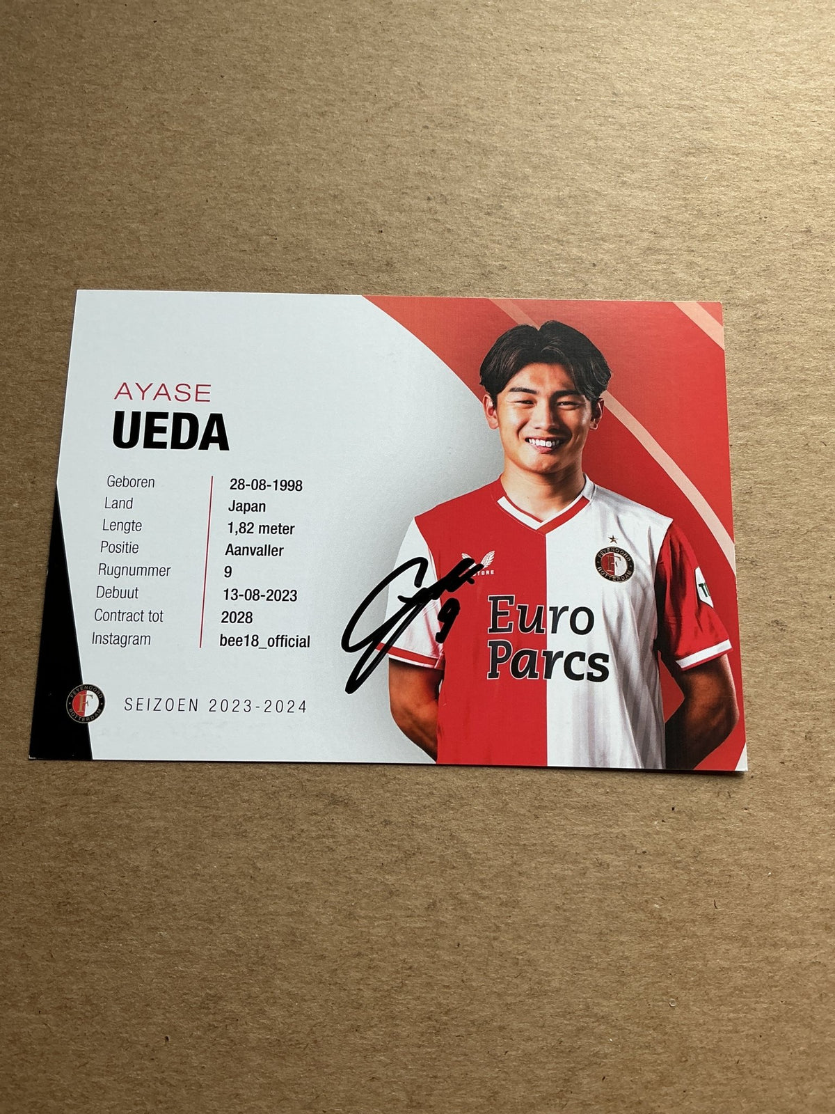 Ayase Ueda, Japan 🇯🇵 Feyenoord Rotterdam 2023/24 hand signed - Autographs-World
