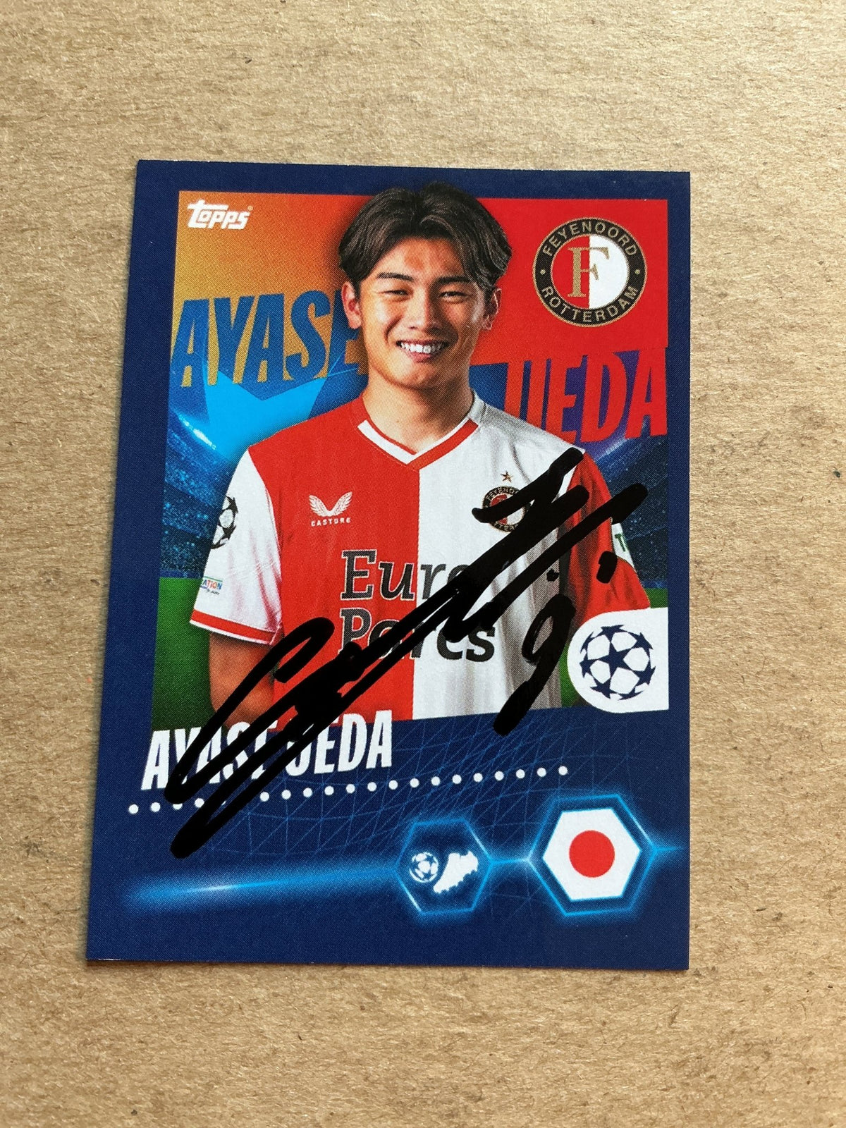 Ayase Ueda, Japan 🇯🇵 Feyenoord Rotterdam 2023/24 Topps hand signed - Autographs-World