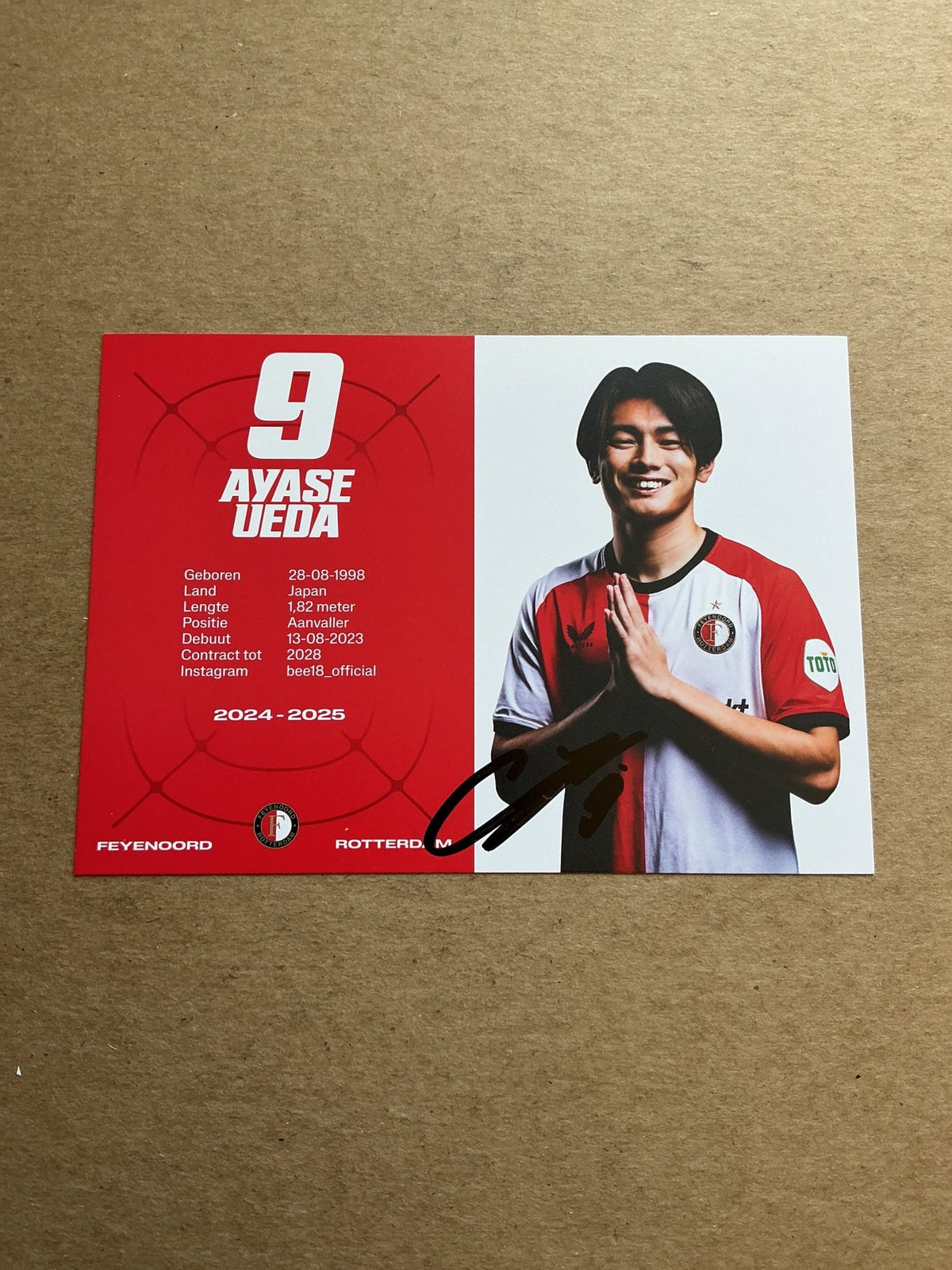 Ayase Ueda, Japan 🇯🇵 Feyenoord Rotterdam 2024/25 hand signed - Autographs-World