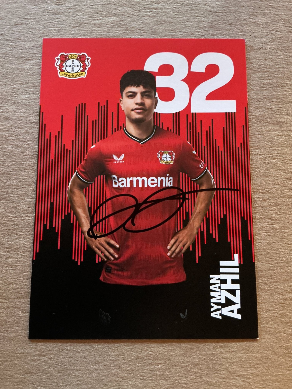 Ayman Azhil, Morocco 🇲🇦 Bayer 04 Leverkusen 2022/23 hand signed - Autographs-World