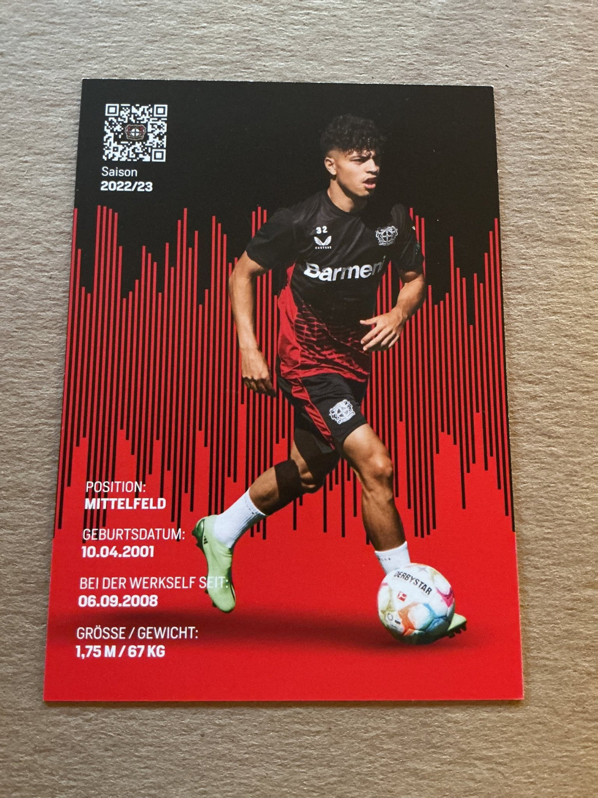 Ayman Azhil, Morocco 🇲🇦 Bayer 04 Leverkusen 2022/23 hand signed - Autographs-World