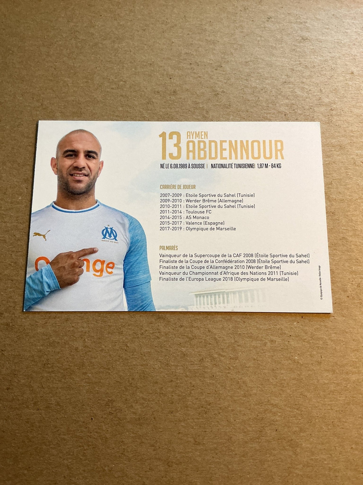 Aymen Abdennour, Tunisia 🇹🇳 Olympique Marseille 2018/19 hand signed - Autographs-World