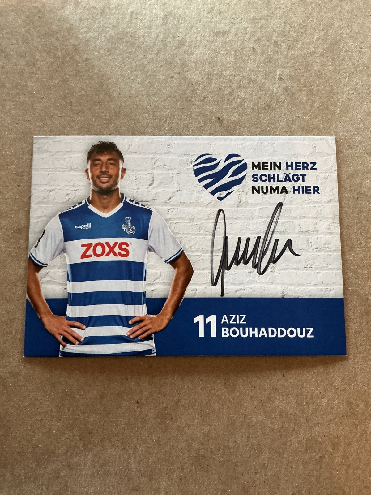 Aziz Bouhaddouz, Morocco 🇲🇦 MSV Duisburg 2021/22 hand signed - Autographs-World