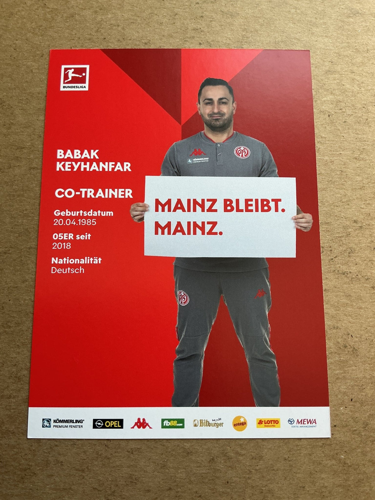 Babak Keyhanfar, Germany 🇩🇪 FSV Mainz 05 2020/21 hand signed - Autographs-World