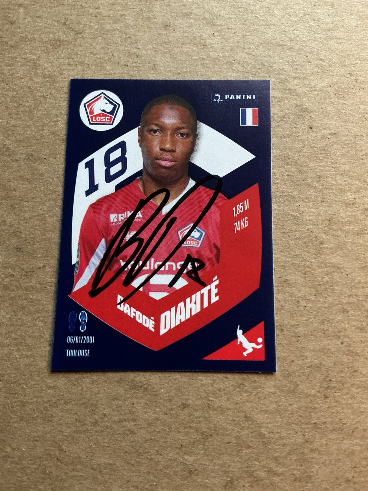 Bafode Diakite, France 🇫🇷 Lille OSC 2024 Panini hand signed - Autographs-World