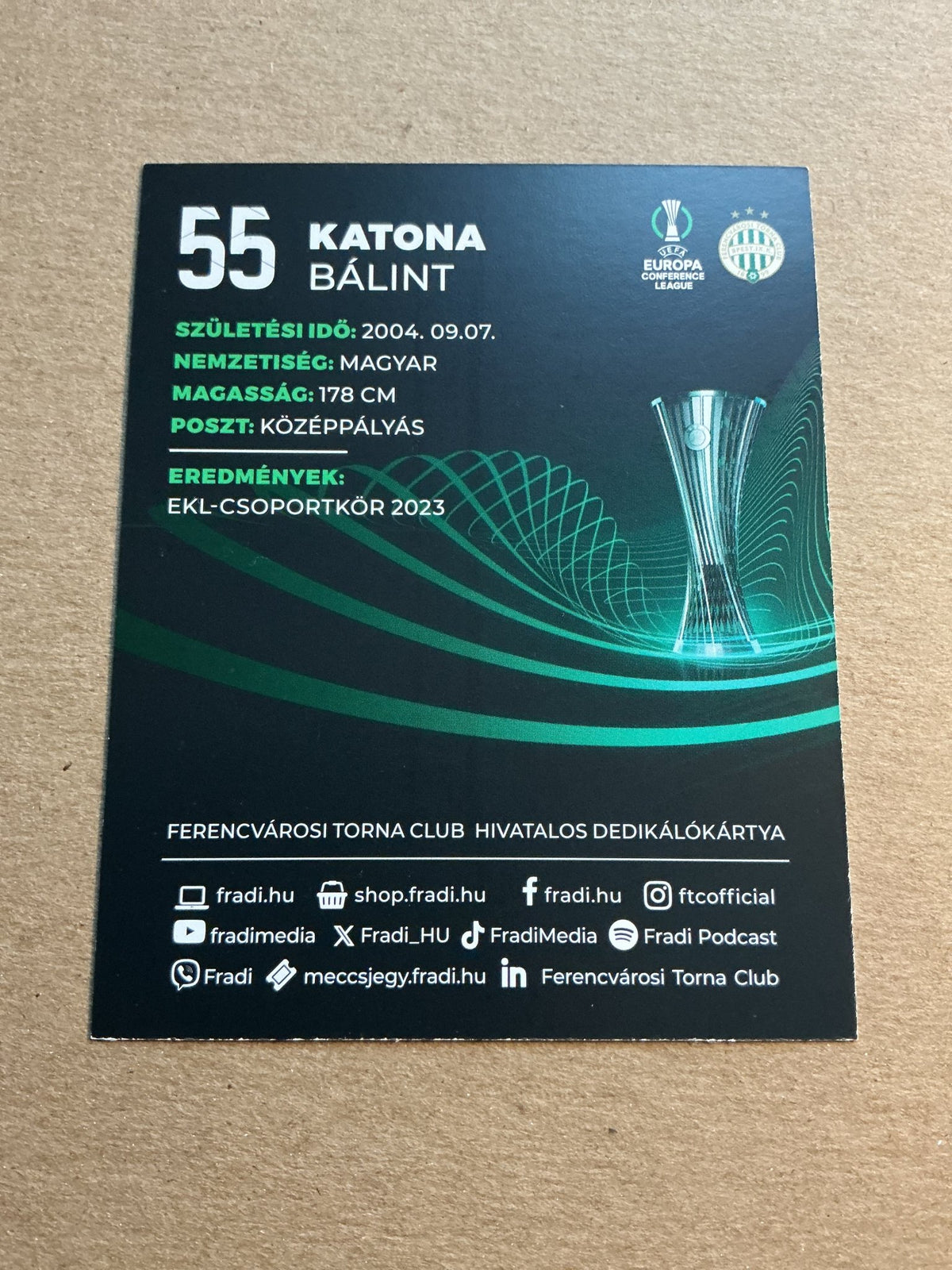Bálint Kantona, Hungary 🇭🇺 Ferencváros TC 2023/24 hand signed - Autographs-World