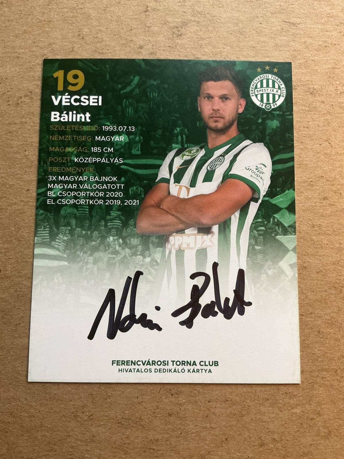 Bálint Vécsei, Hungary 🇭🇺 Ferencvaros TC 2021/22 hand signed - Autographs-World