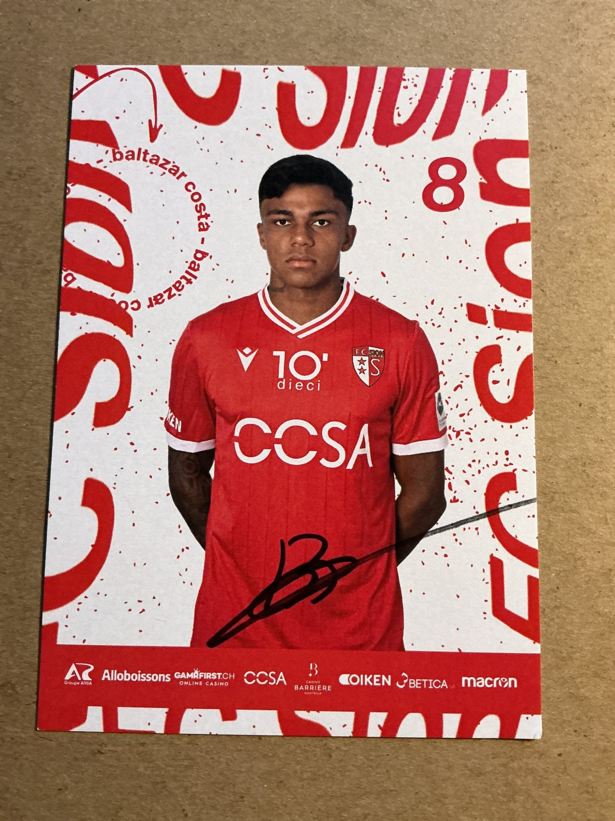 Baltazar Costa, Brazil 🇧🇷 FC Sion 2023/24 hand signed - Autographs-World