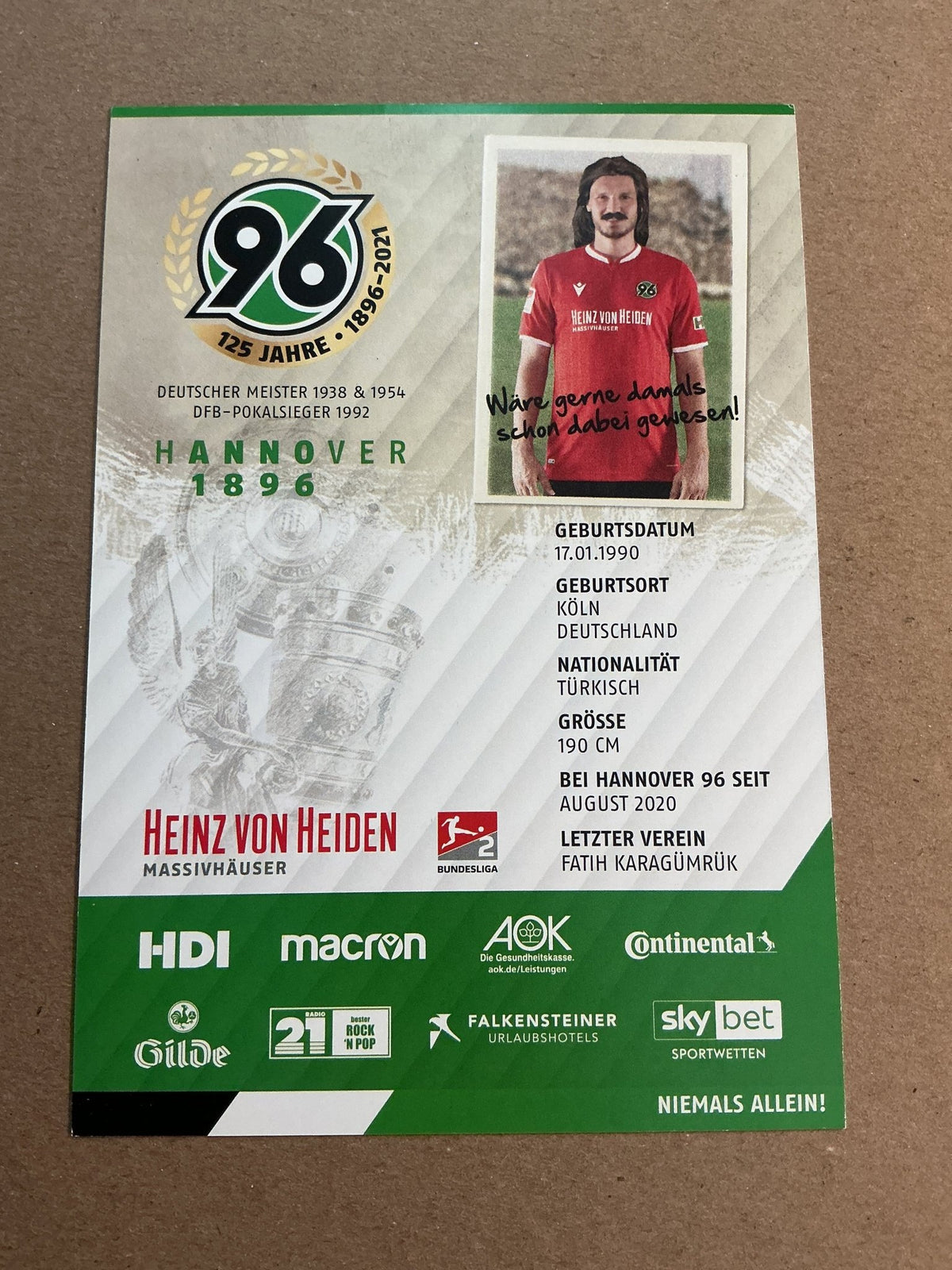 Baris Basdas, Türkiye 🇹🇷 Hannover 96 2020/21 hand signed - Autographs-World