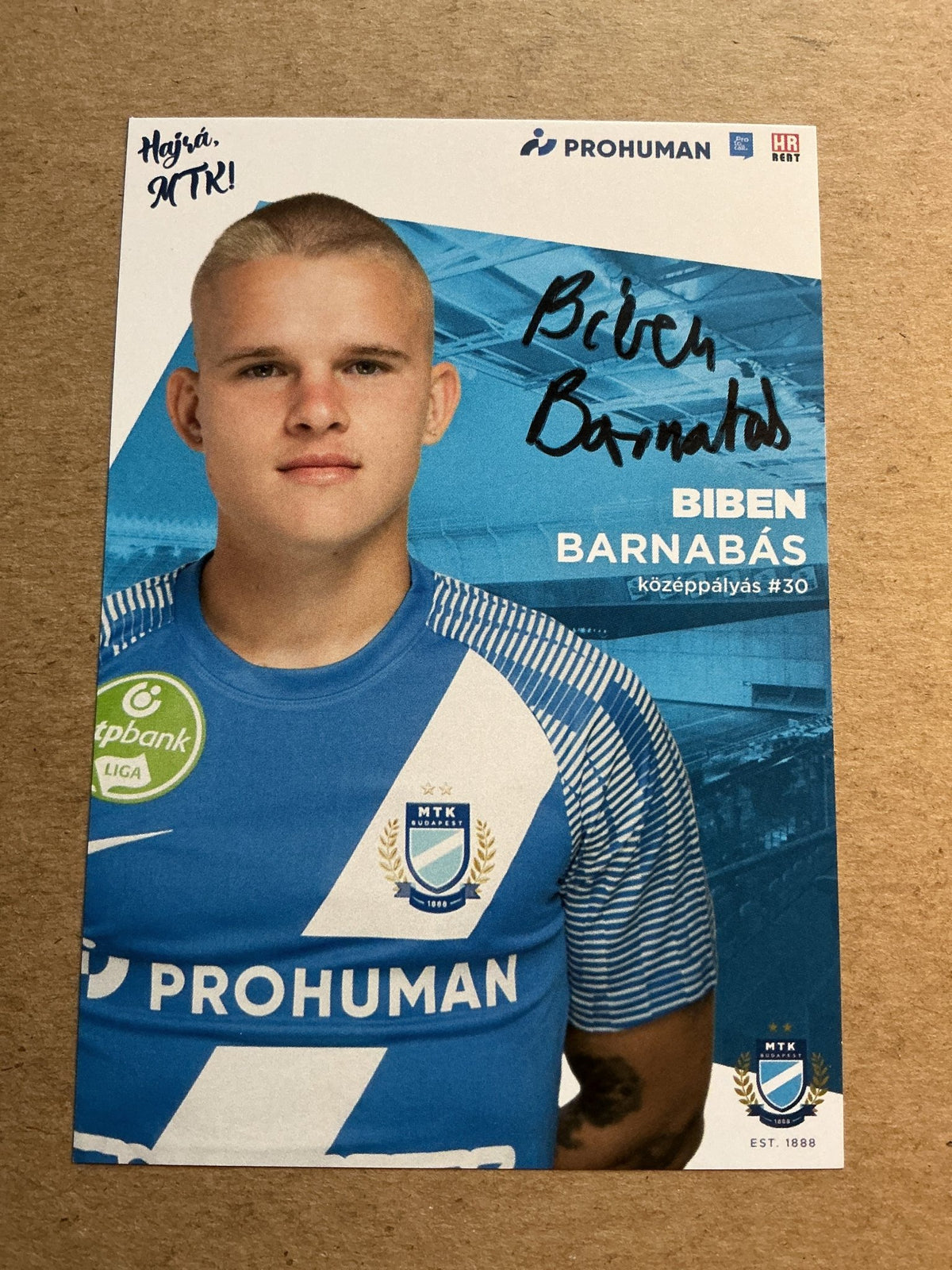 Barnabás Biben, Hungary 🇭🇺 MTK Budapest FC 2023/24 hand signed - Autographs-World