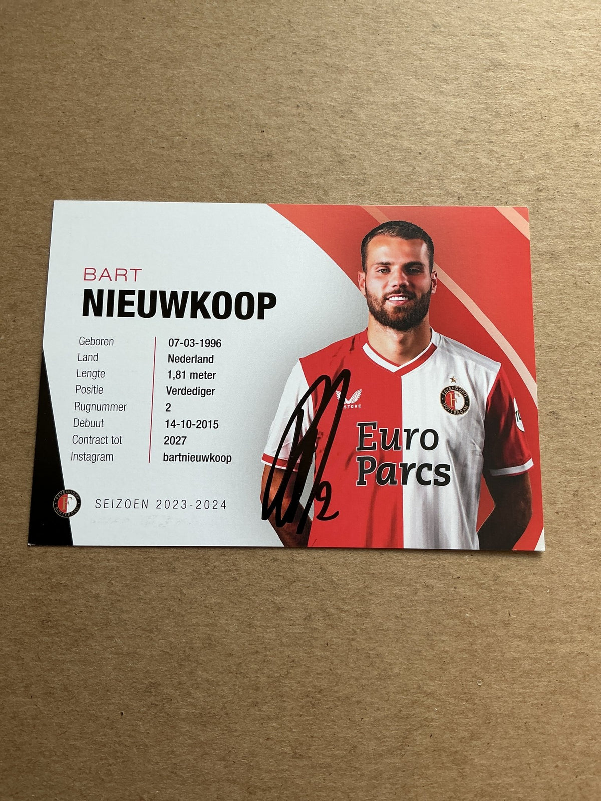 Bart Nieuwkoop, Netherlands 🇳🇱 Feyenoord Rotterdam 2023/24 hand signed - Autographs-World