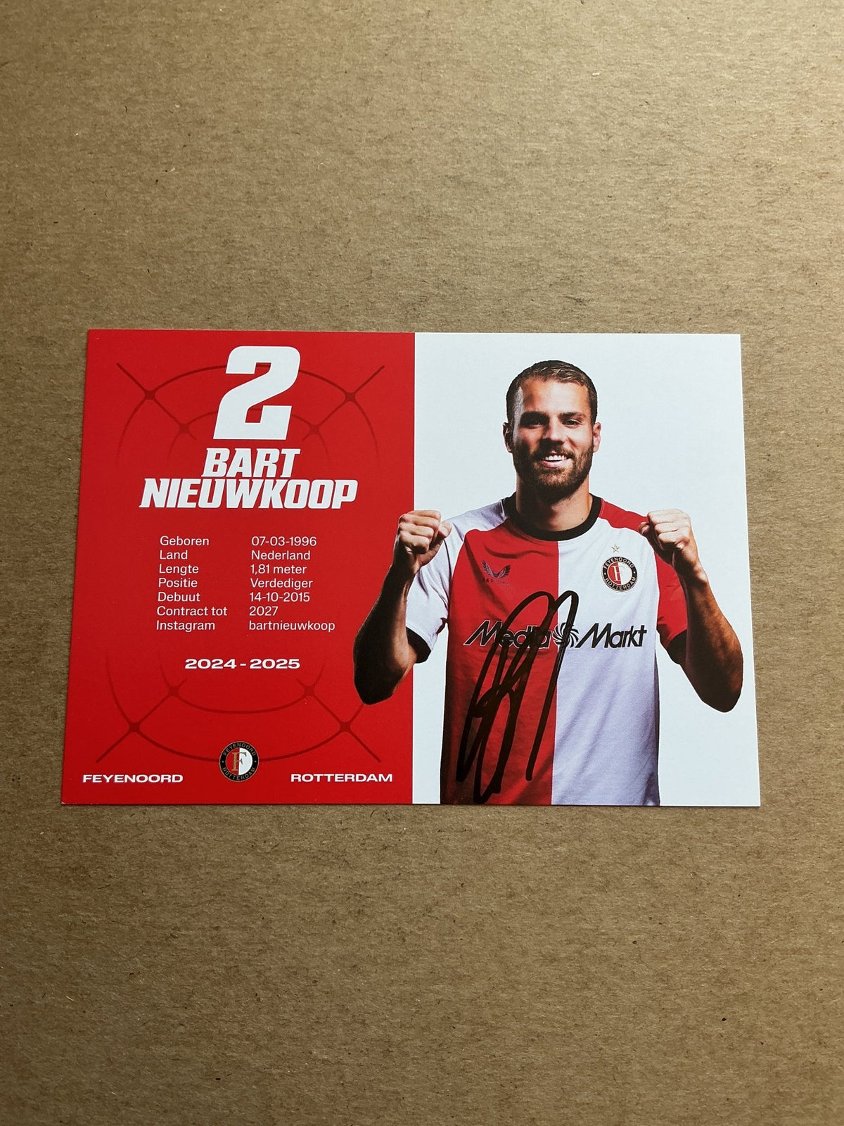Bart Nieuwkoop, Netherlands 🇳🇱 Feyenoord Rotterdam 2024/25 hand signed - Autographs-World