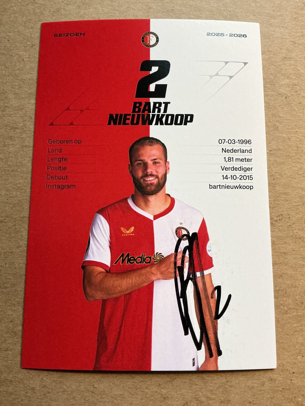 Bart Nieuwkoop, Netherlands 🇳🇱 Feyenoord Rotterdam 2025/26 hand signed - Autographs-World