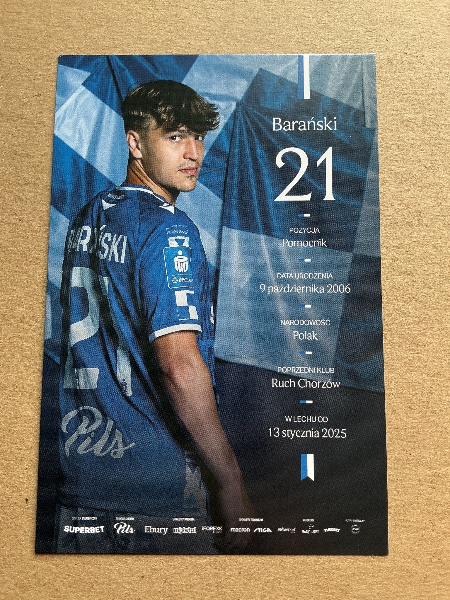 Bartłomiej Barański, Poland 🇵🇱 Lech Poznán 2025/26 hand signed - Autographs-World