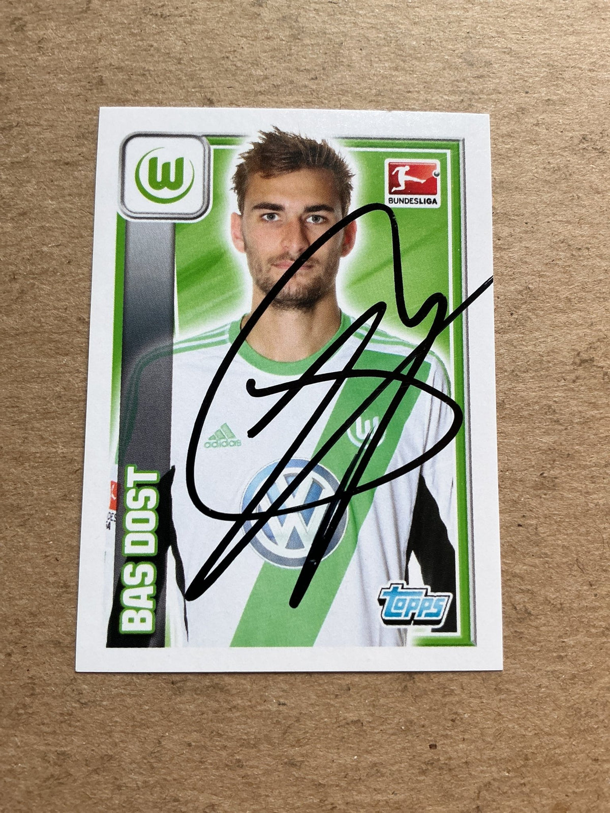 Bas Dost, Netherlands 🇳🇱 VfL Wolfsburg 2013/14 Topps hand signed - Autographs-World