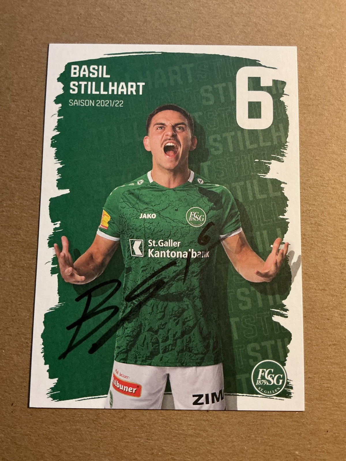 Basil Stillhart, Switzerland 🇨🇭 FC St. Gallen 2021/22 hand signed - Autographs-World