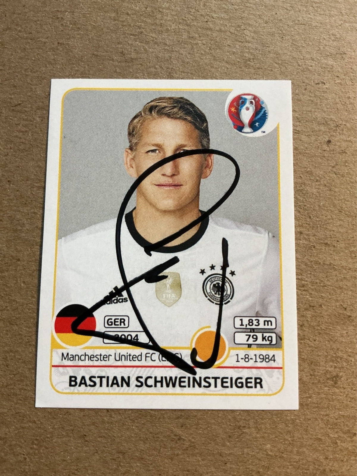 Bastian Schweinsteiger, Germany 🇩🇪 UEFA Euro 2016 Panini hand signed - Autographs-World