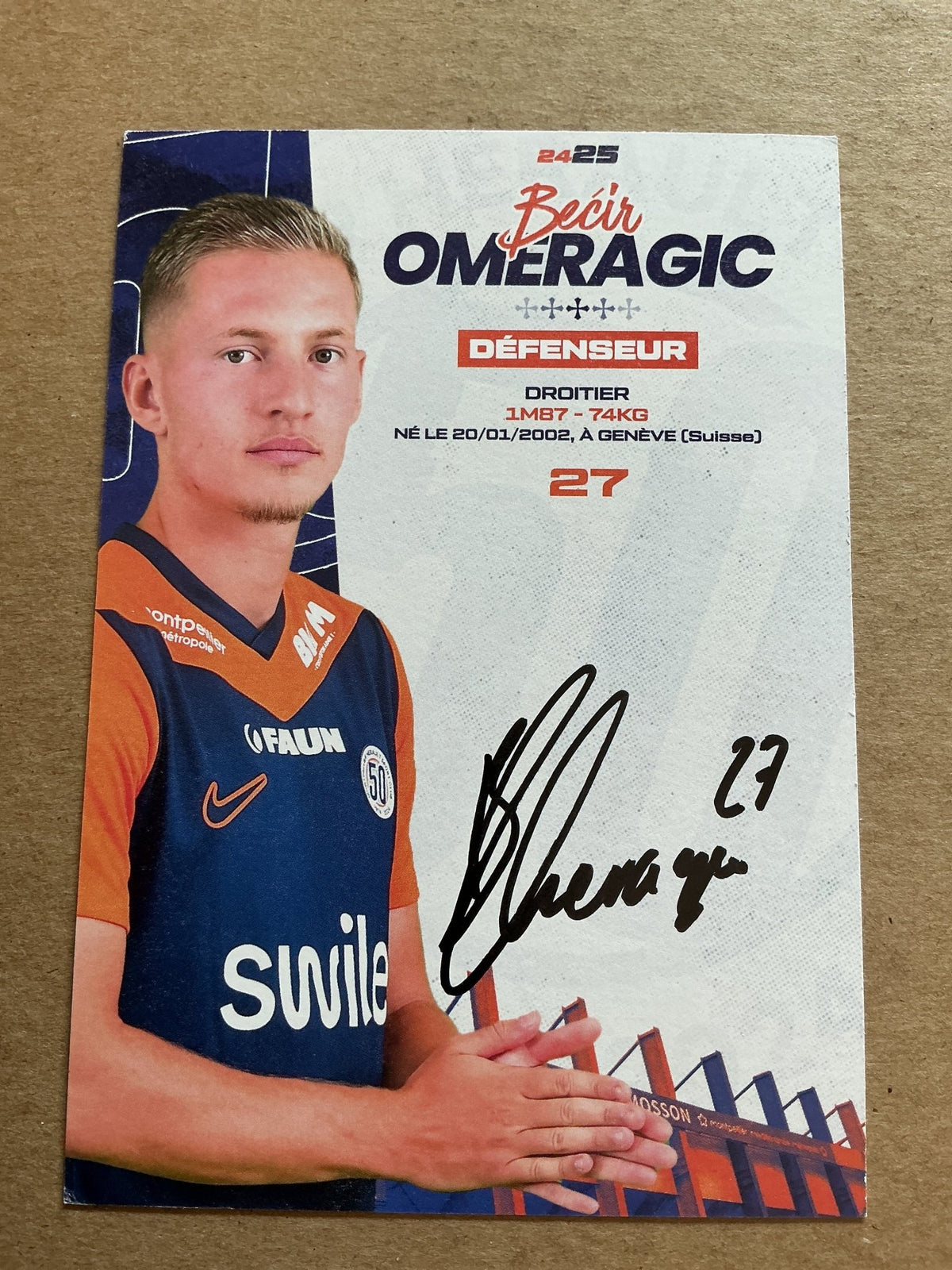 Becir Omeragic, Switzerland 🇨🇭 Montpellier HSC 2024/25 hand signed - Autographs-World