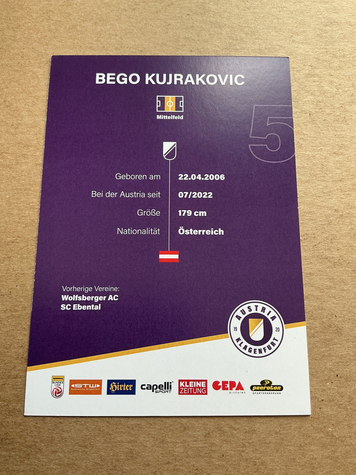 Bego Kujrakovic, Austria 🇦🇹 Austria Klagenfurt 2023/24 hand signed - Autographs-World